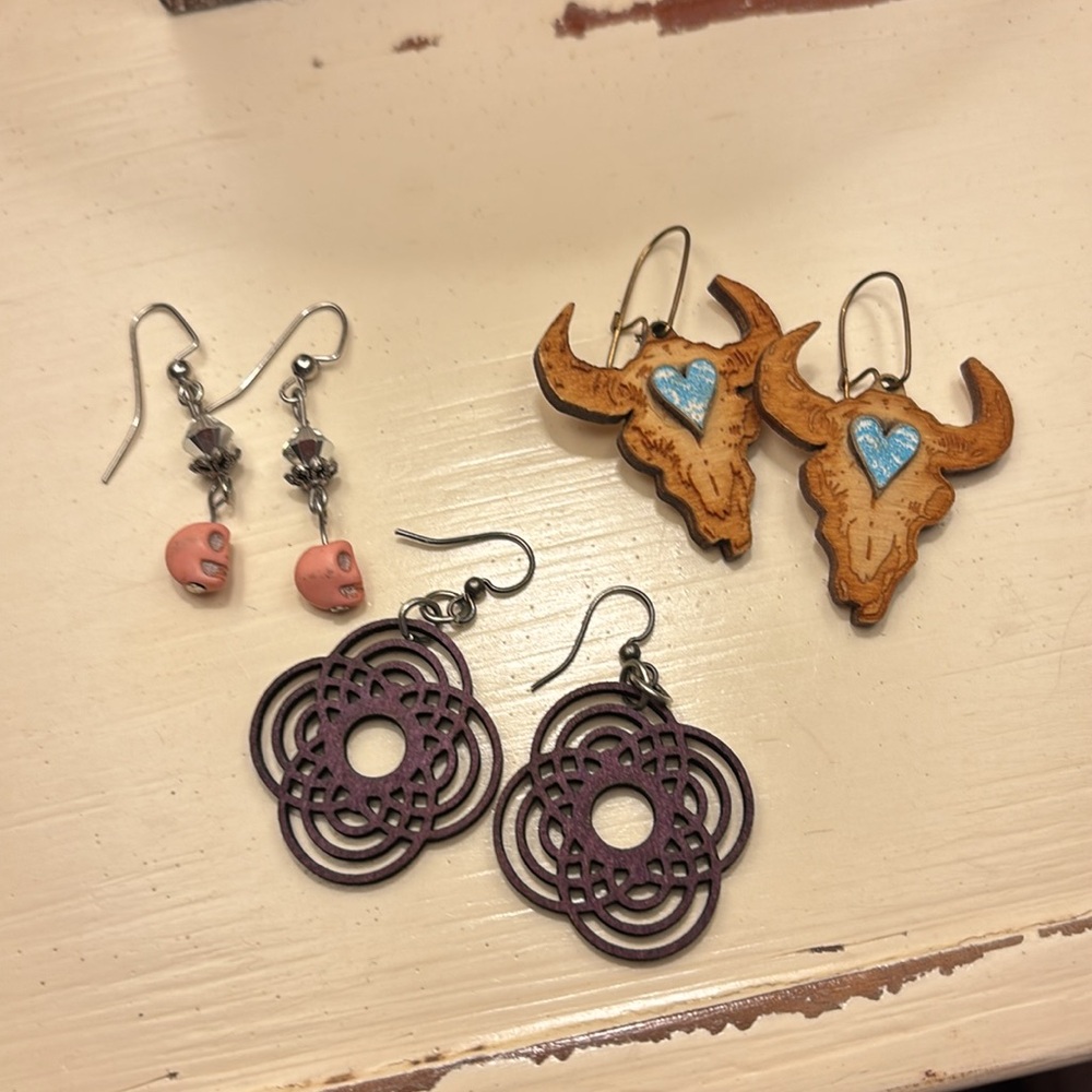 Unique Earring Lot Skull and Bull Designs